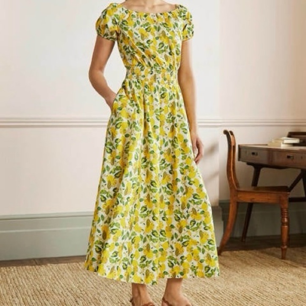 Boden Yellow and Green Floral Maxi Dress